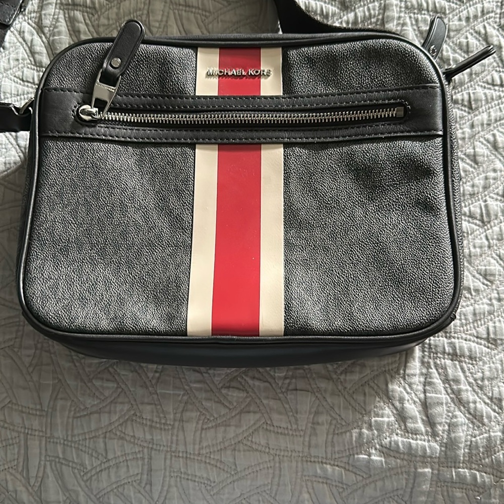 Michael Kors Black and Red Messenger Bag with Bold Design